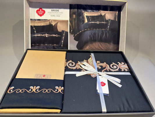 Bettwäsche Set für 2 Person Brode Saten Gloria-Gold