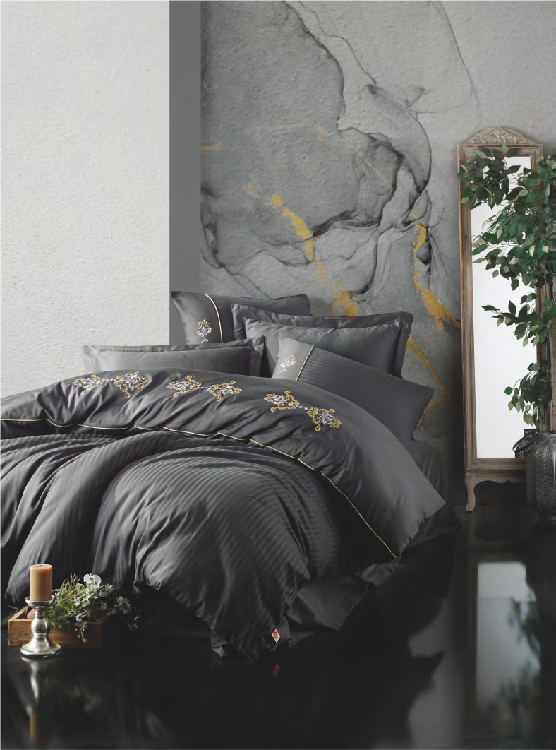 Bettwäsche Set für 2 Person Brode  King-Antrasit