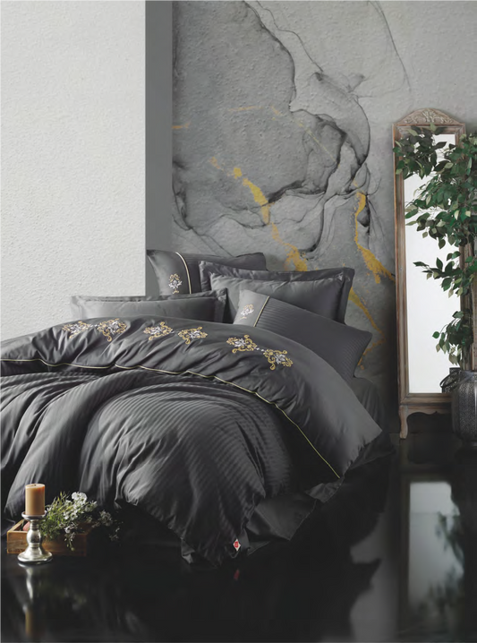 Bettwäsche Set für 2 Person Brode  King-Antrasit