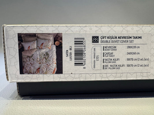 Bettwäsche Set für 2 Person Saten Luster-Bej