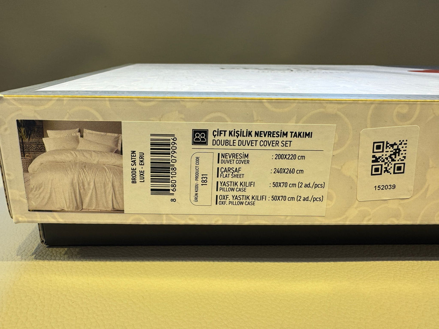 Bettwäsche Set für 2 Person Brode Saten Luxe-Ekru