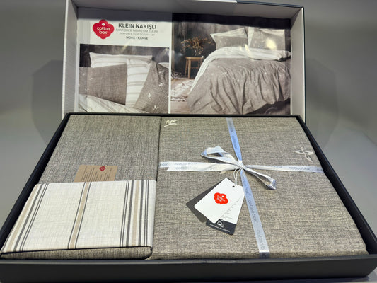 Bettwäsche Set für 2 Person Klein Nakisli Moke-Kahve