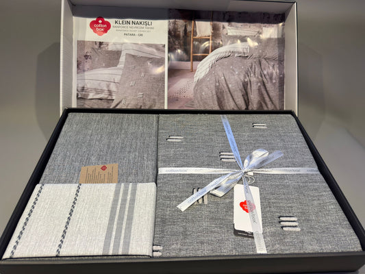 Bettwäsche Set für 2 Person Klein Nakisli Patara-Gri